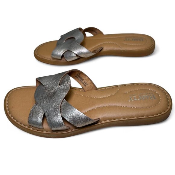 BORN Metallic Isabella Leather Slide Sandal - Light Gold, Sz 7, NWOB - Picture 9 of 12